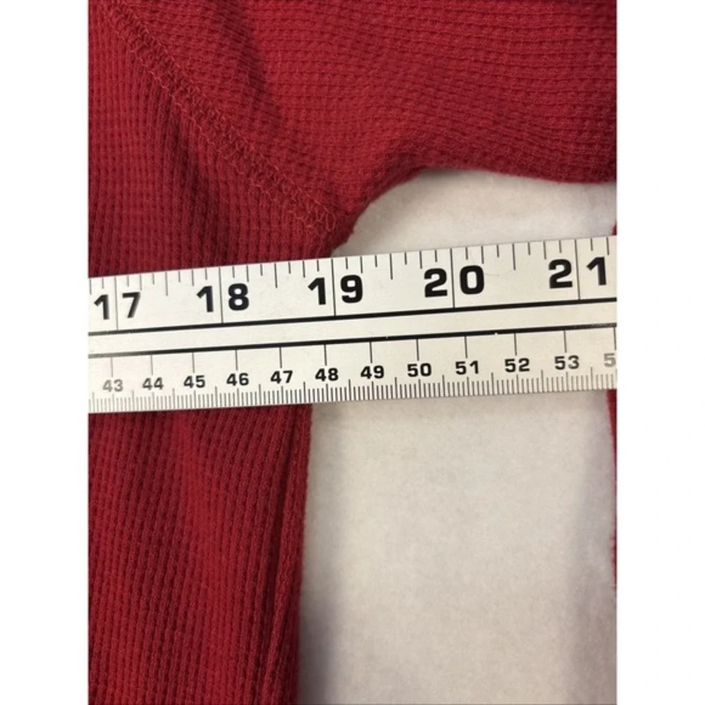 True Religion Men's Small Red Buddha Henley Long Sleeve Thermal Shirt Logo K1221